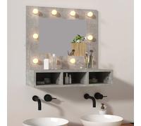 vidaXL Mueble con espejo y luces LED gris hormigón 60x31,5x62 cm