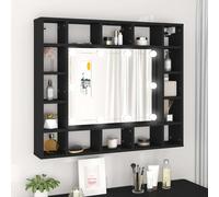 vidaXL Mueble con espejo y luces LED negro 91x15x76,5 cm