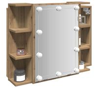 vidaXL Mueble con espejo y luces LED roble artesanal 70x16,5x60 cm