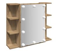 vidaXL Armario para joyas con espejo y luces LED Roble artesanal 70x16,5x60 cm