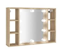 Vidaxl mueble con espejo y luces led roble sonoma 76x15x55 cm