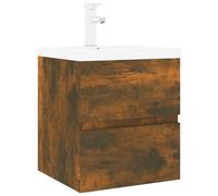 vidaXL Mueble con lavabo madera contrachapada en color Negro/Roble ahumado/Gris sonoma y más | almacenamiento funcional diseño moderno para baño dormitorio sala