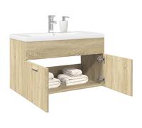 vidaXL Mueble con lavabo madera de ingeniería en color Blanco/Blanco brillante/Gris hormigón y más | almacenamiento funcional diseño moderno para baño dormitorio sala
