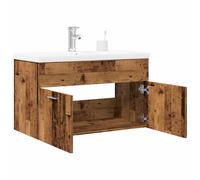 vidaXL Mueble con lavabo madera de ingeniería en color Blanco/Blanco brillante/Gris hormigón y más | almacenamiento funcional diseño moderno para baño dormitorio sala