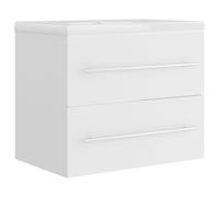 vidaXL Mueble con lavabo madera de ingeniería en color Blanco/Roble ahumado/Roble Sonoma y más | almacenamiento funcional diseño moderno para baño dormitorio sala