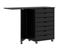 vidaXL Mueble con ruedas y escritorio Moss de madera maciza de pino, negro