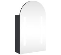 vidaXL Mueble de baño con espejo arqueado y luz LED 42x13x70 cm en color Negro/Gris/Roble y más | almacenamiento funcional diseño moderno para baño dormitorio sala
