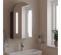 vidaXL Mueble de baño con espejo arqueado y luz LED gris 42x13x70 cm