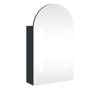 vidaXL Mueble de baño con espejo arqueado y luz LED 42x13x70 cm en color Negro/Gris/Roble y más | almacenamiento funcional diseño moderno para baño dormitorio sala