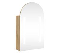 vidaXL Mueble de baño con espejo arqueado y luz LED 42x13x70 cm en color Negro/Gris/Roble y más | almacenamiento funcional diseño moderno para baño dormitorio sala