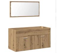 vidaXL Mueble de baño con espejo de madera ingeniería roble artesanal
