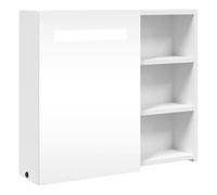 vidaXL Mueble de baño: Armario con espejo y luz LED, estantes de pared – Blanco
