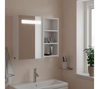 vidaXL Mueble de baño: Armario con espejo y luz LED, estantes de pared – Blanco