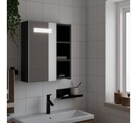 vidaXL Mueble de baño, armario con espejo y luz LED, con estantes, negro 45x13x52 cm