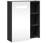 vidaXL Mueble de baño, armario con espejo y luz LED, con estantes, negro 45x13x52 cm