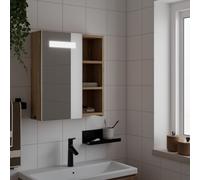 vidaXL Mueble de baño con espejo y luz LED roble 45x13x52 cm