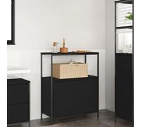 vidaXL Mueble de baño con estantes Roble Negro 76,5x35x95 cm, gabinete de Almacenamiento de baño, Mueble de baño, Mueble de Piso de baño