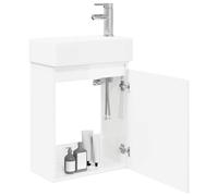 vidaXL - Mueble de baño con grifo blanco brillante,