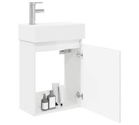 vidaXL - Mueble de baño con grifo blanco brillante,