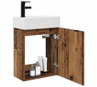 VidaXL Mueble de baño con grifo de madera antiguo 45,5 x 22,5 x 84 cm, mueble de baño elegante, mueble de almacenamiento contemporáneo, organizador eficiente, vanidad de madera de ingeniería