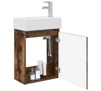 vidaXL - Mueble de baño con grifo de roble ahumado,