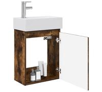vidaXL - Mueble de baño con grifo de roble ahumado,