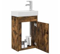 vidaXL Mueble de baño con grifo Roble Humo 40,5 x 22,5 x 62 cm, mueble de baño moderno, solución de madera, diseño compacto y funcional con lavabo para una organización eficiente