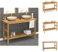 vidaXL: Mueble de baño con lavabo de mármol color crema y encimera de madera maciza de teca