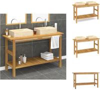 vidaXL: Mueble de baño con lavabo de mármol color crema y encimera de madera maciza de teca