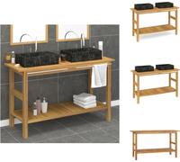 vidaXL: Mueble de baño con lavabo de mármol y encimera de madera maciza de teca