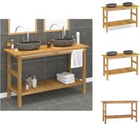 vidaXL: Mueble de baño con lavabo de piedra natural y encimera de madera maciza de teca