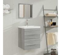 vidaXL Mueble de baño con lavabo madera contrachapada gris Sonoma