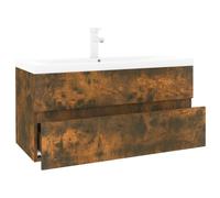 vidaXL Mueble de baño Armario colgante con lavabo estante inferior cajón madera contrachapada Roble