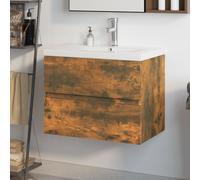 vidaXL Mueble de baño con lavabo madera contrachapada roble ahumado