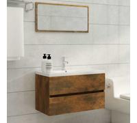 vidaXL Mueble de baño con lavabo madera contrachapada roble ahumado