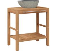 vidaXL: Mueble de baño de madera maciza de teca con lavabo de piedra natural