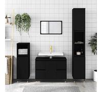 vidaXL Mueble de baño madera de ingeniería negro 80x33x60 cm