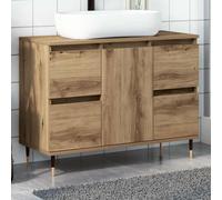 vidaXL Mueble de baño Madera de ingeniería Roble Artisan 80x33x60 cm, Armario, Armario de Almacenamiento de baño, Muebles de baño, Armario para baño
