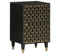 vidaXL Mueble de baño madera maciza de mango 38x33x58 cm en color Marrón miel/Negro/Natural | almacenamiento funcional diseño moderno para baño dormitorio sala