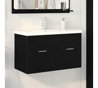 vidaXL Mueble de Cuarto de Baño Roble Negro 80 x 38,5 x 46 cm