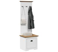 vidaXL Mueble de entrada con ganchos BODO 50x40x157 cm en color Blanco/Gris/Blanco y marrón | almacenamiento funcional diseño moderno para baño dormitorio sala