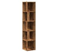 vidaXL Mueble de Esquina Madera de ingeniería Envejecida 33x33x165 cm, Mueble esquinero, estantería de Esquina, estantería rincón, Armario de Esquina