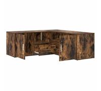 vidaXL Mueble de Esquina Madera ingeniería Roble Ahumado 200x40x45 cm, Mueble de Esquina, Armario, estantería de Esquina, Estante de Esquina