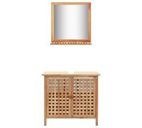 vidaXL Mueble de lavabo con espejo de madera maciza de nogal