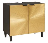 vidaXL Mueble de lavabo con estante Negro y dorado 62 x 33 x 58 cm
