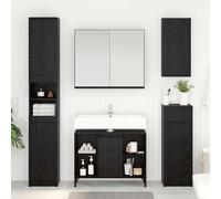 vidaXL Mueble de lavabo con estante Roble Negro 80 x 33 x 60 cm