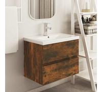 vidaXL Mueble de lavabo contrachapado roble ahumado 60x38,5x45 cm