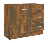 Vidaxl mueble de lavabo madera contrachapada roble ahumado 63x30x54 cm