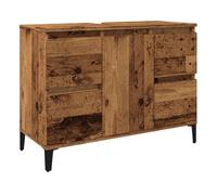 vidaXL Armario para lavabo con espacio de almacenamiento y patas de metal, aspecto de madera vieja