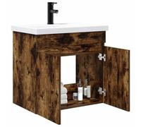 vidaXL Mueble de lavabo para baño con grifo, elegante organizador de baño, moderno almacenamiento de lavabo, elegante armario con diseño pequeño